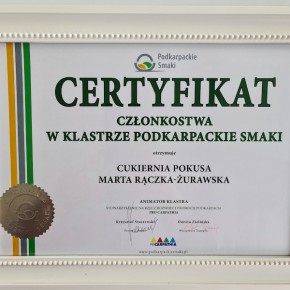 Certyfikat Członkostwa w KLASTRZE PODKARPACKIE SMAKI 